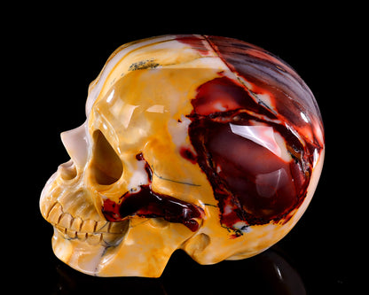 5.0" Colorful Mocha Agate Hand Carved Crystal Realistic Skull Sculpture