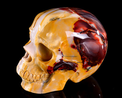 5.0" Colorful Mocha Agate Hand Carved Crystal Realistic Skull Sculpture