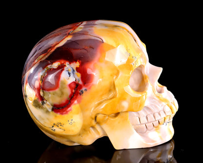 5.0" Colorful Mocha Agate Hand Carved Crystal Realistic Skull Sculpture