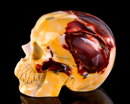 5.0" Colorful Mocha Agate Hand Carved Crystal Realistic Skull Sculpture