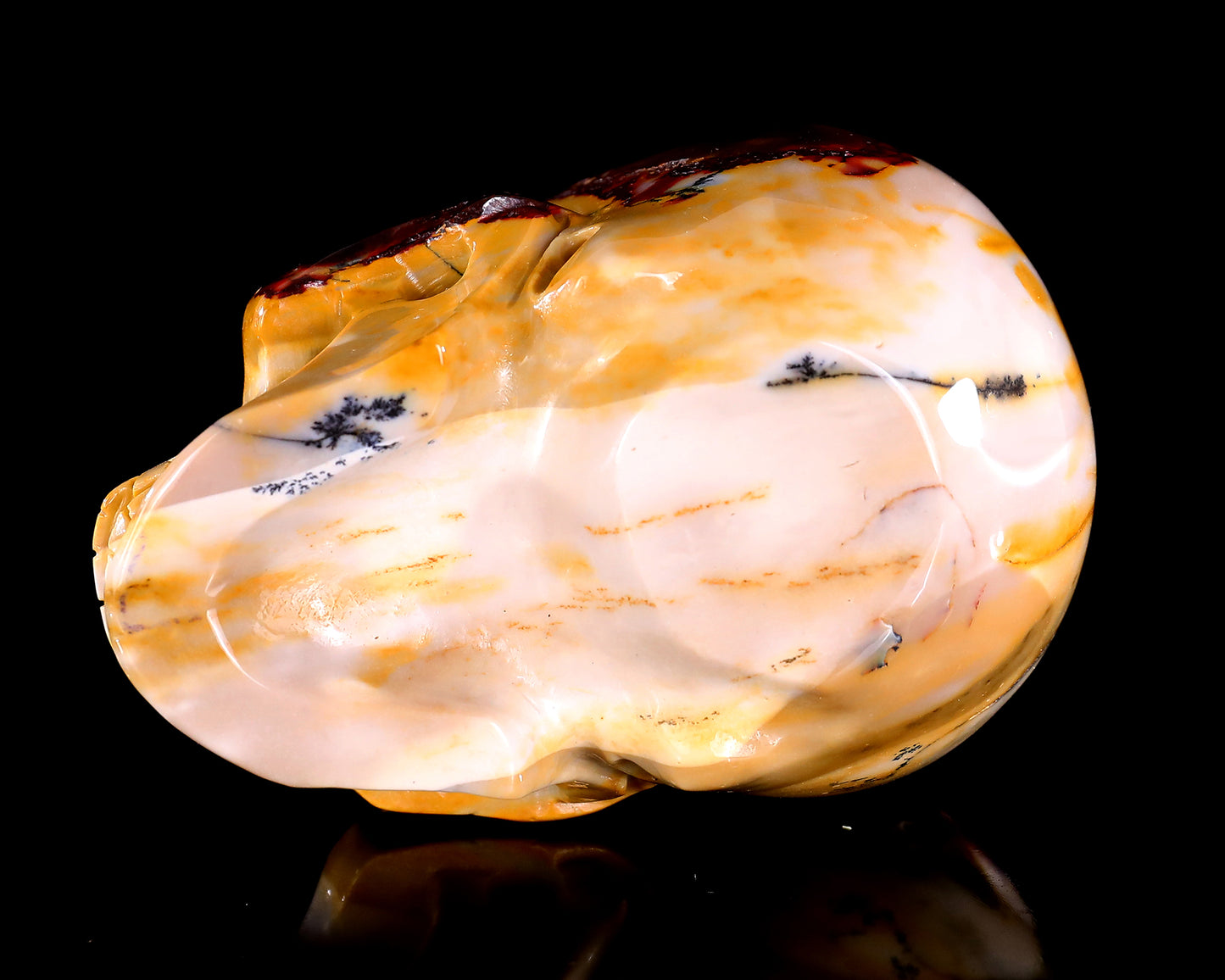 5.0" Colorful Mocha Agate Hand Carved Crystal Realistic Skull Sculpture