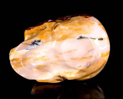 5.0" Colorful Mocha Agate Hand Carved Crystal Realistic Skull Sculpture