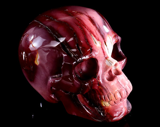 4.7" Colorful Mocha Agate Hand Carved Crystal Realistic Skull Sculpture