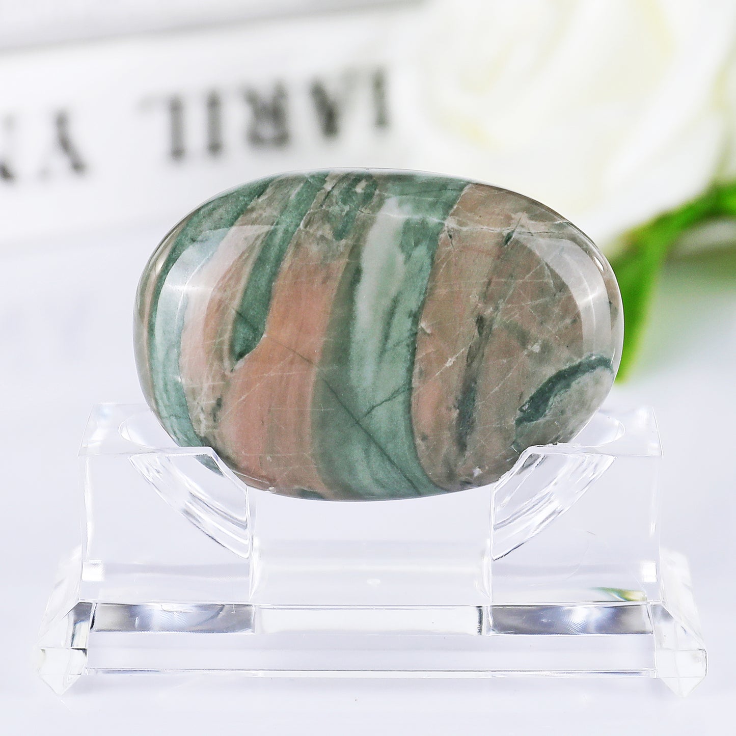 Natural Jiulong Jade Hand Carved Crystal Polished Palm Stone
