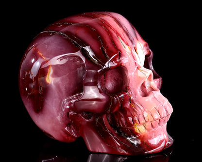 4.7" Colorful Mocha Agate Hand Carved Crystal Realistic Skull Sculpture