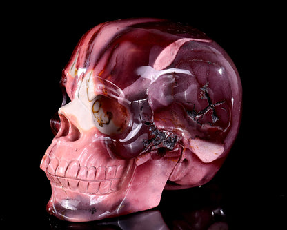 4.7" Colorful Mocha Agate Hand Carved Crystal Realistic Skull Sculpture