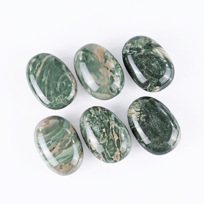 Natural Jiulong Jade Hand Carved Crystal Polished Palm Stone