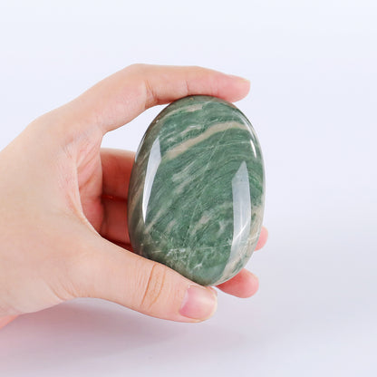 Natural Jiulong Jade Hand Carved Crystal Polished Palm Stone