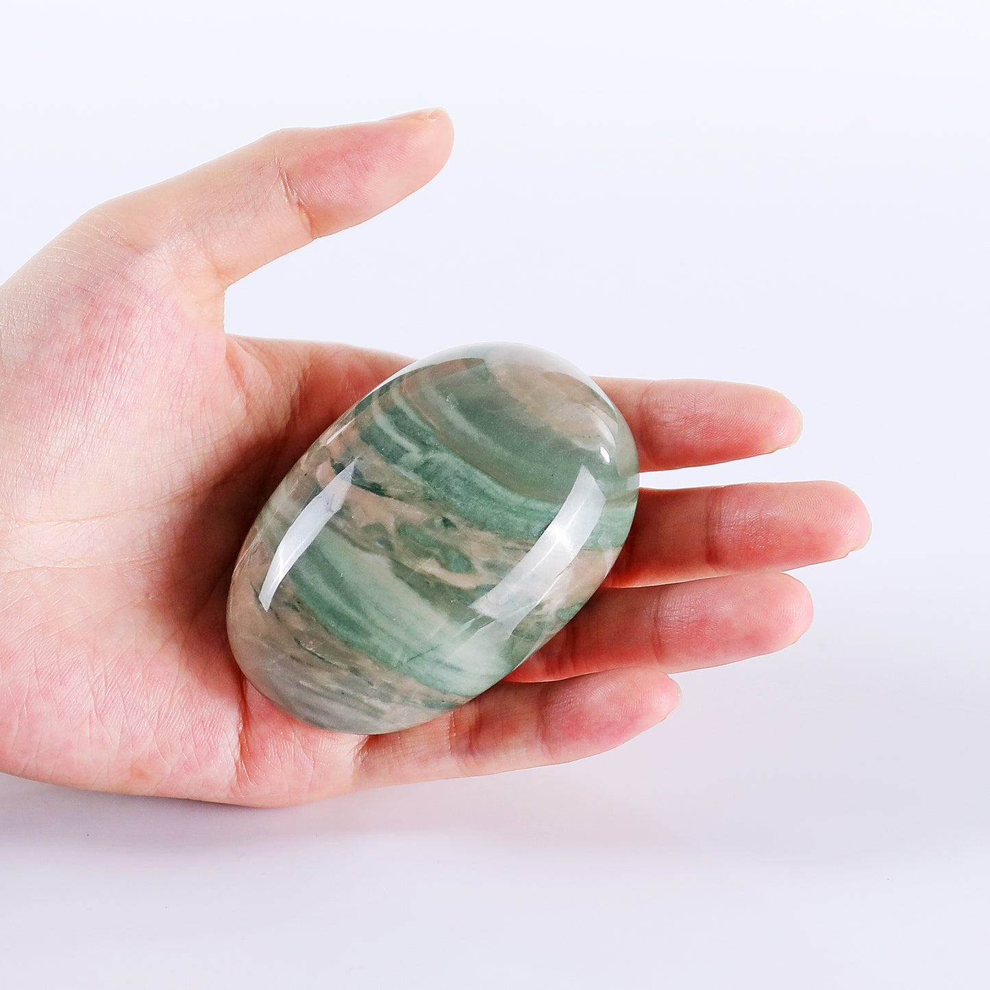 Natural Jiulong Jade Hand Carved Crystal Polished Palm Stone