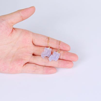 Natural Blue Chalcedony Hand Carved Crystal Earrings,Gemstone Earrings