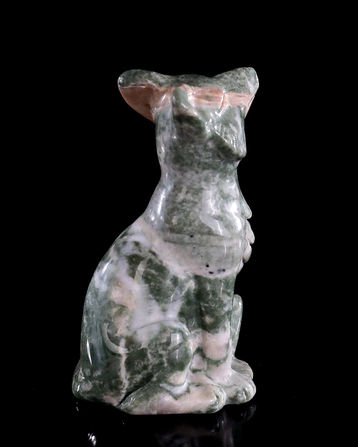 2.9" Natural Jiulong Jade Hand Carved Crystal Fox Sculpture