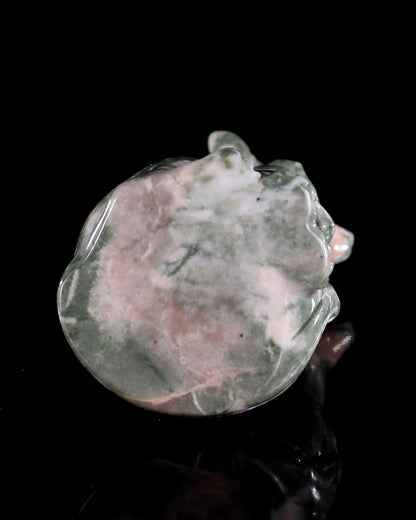 2.9" Natural Jiulong Jade Hand Carved Crystal Fox Sculpture