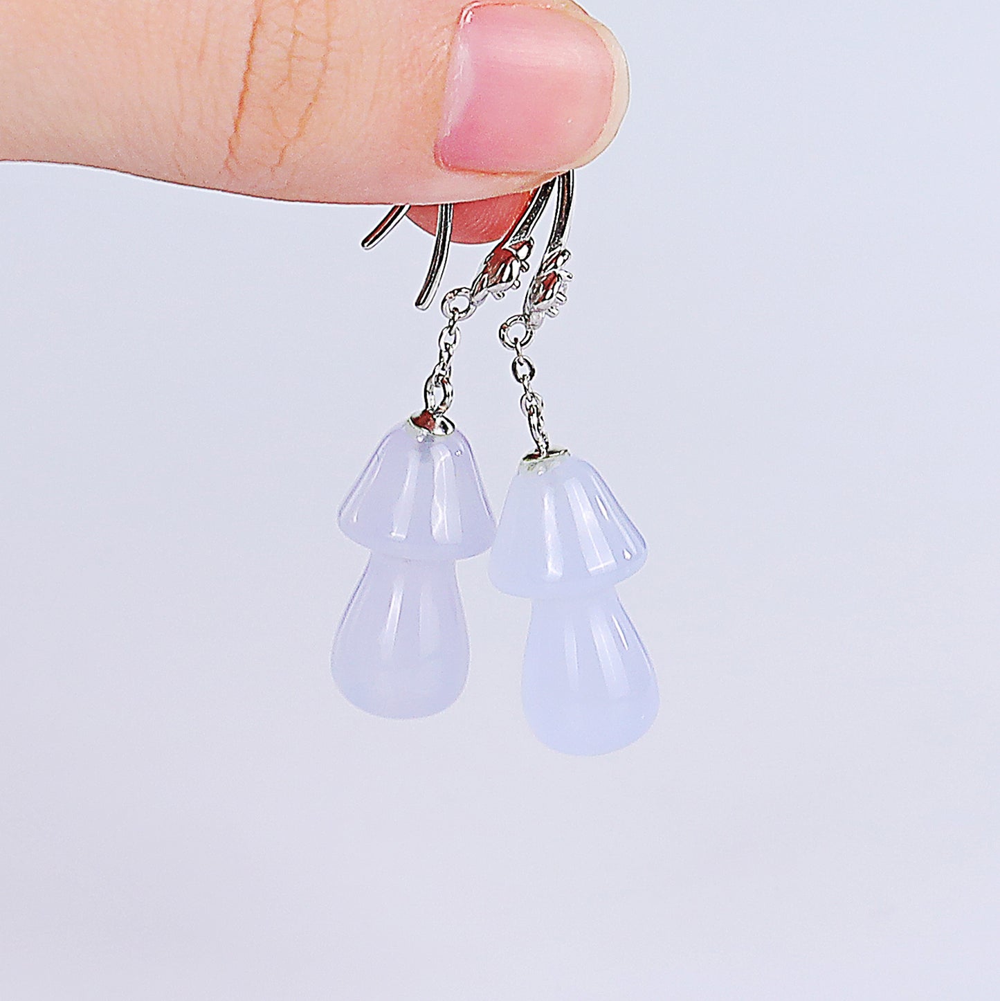 Natural Blue Chalcedony Hand Carved Crystal Cube Earrings,Gemstone Earrings