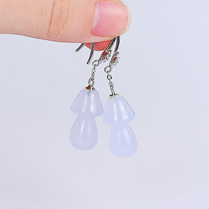 Natural Blue Chalcedony Hand Carved Crystal Cube Earrings,Gemstone Earrings