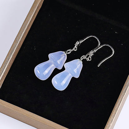 Natural Blue Chalcedony Hand Carved Crystal Cube Earrings,Gemstone Earrings