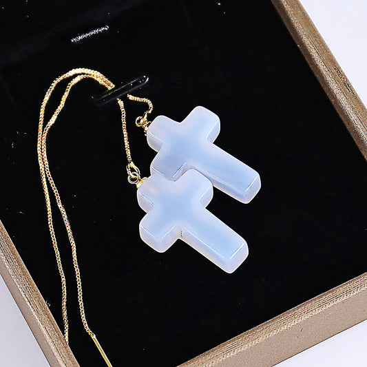 Natural Blue Chalcedony Hand Carved Crystal Earrings,Gemstone Earrings