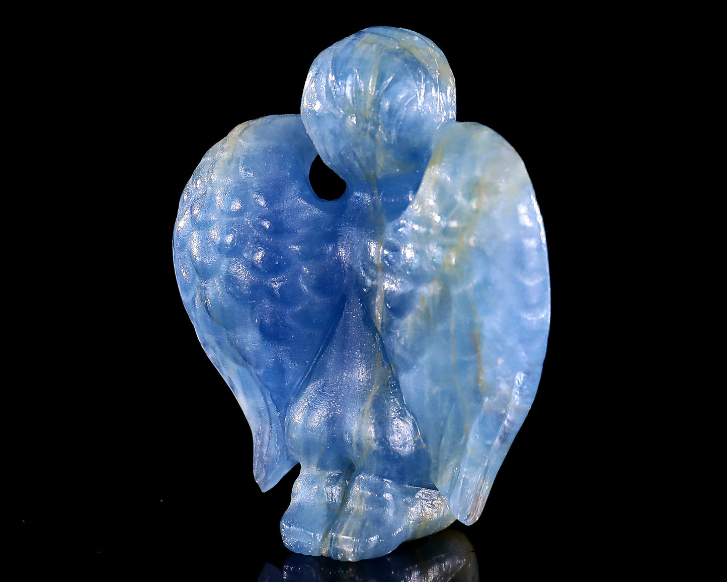 2.9" Blue Onyx Hand Carved Crystal Angel Sculpture