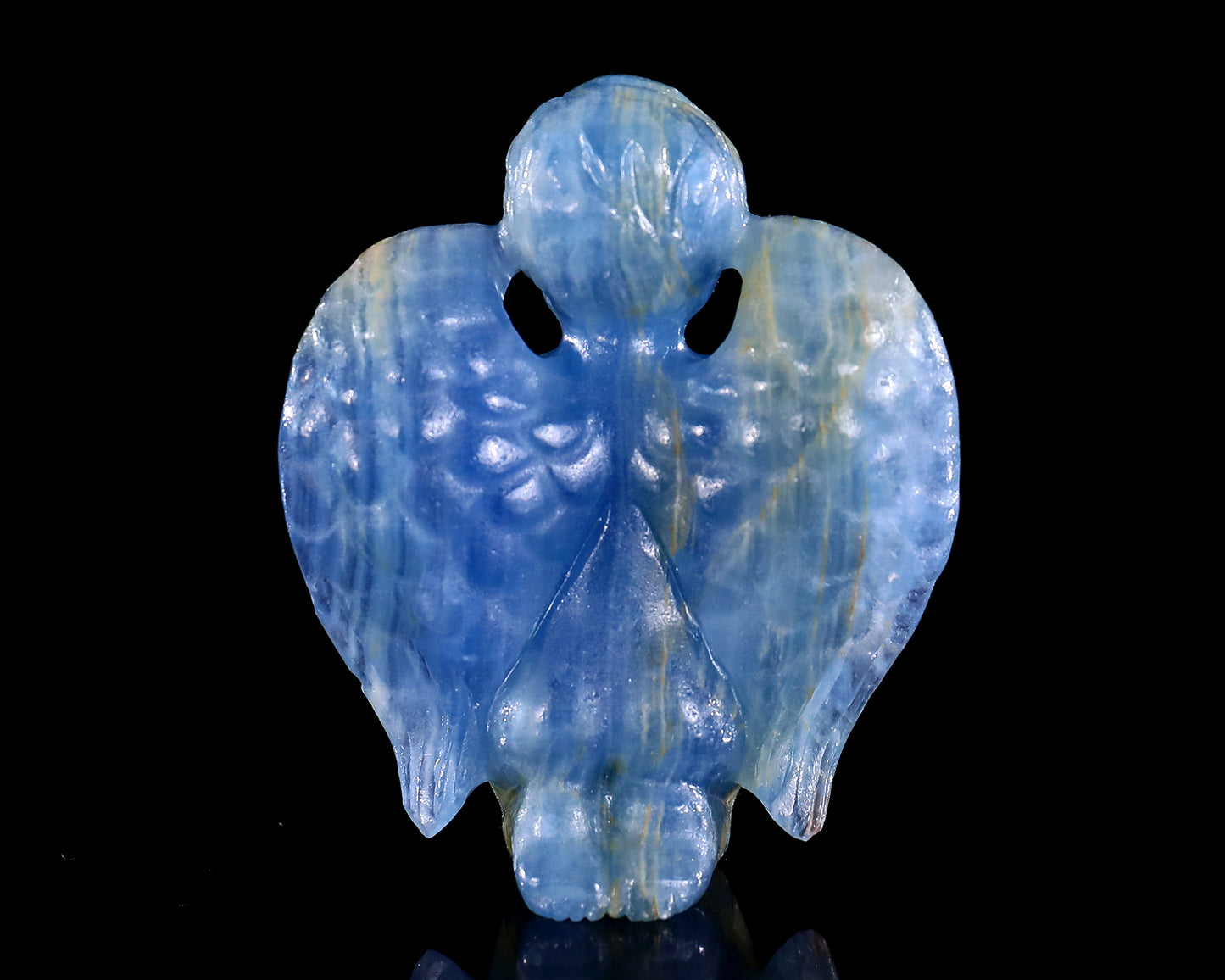 2.9" Blue Onyx Hand Carved Crystal Angel Sculpture