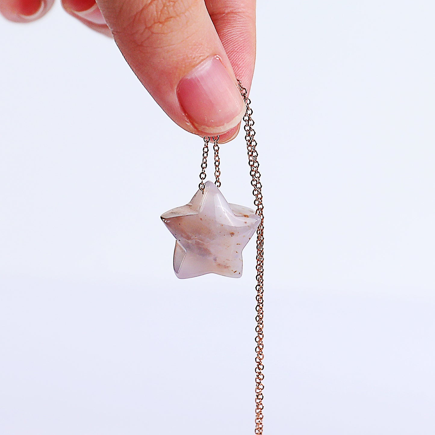 Natural Blue Chalcedony Hand Carved Crystal Star Shape Pendant DIY Necklace Pendant
