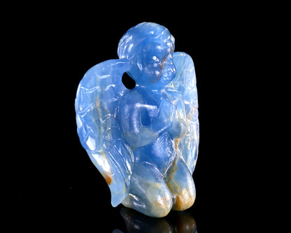 2.9" Blue Onyx Hand Carved Crystal Angel Sculpture
