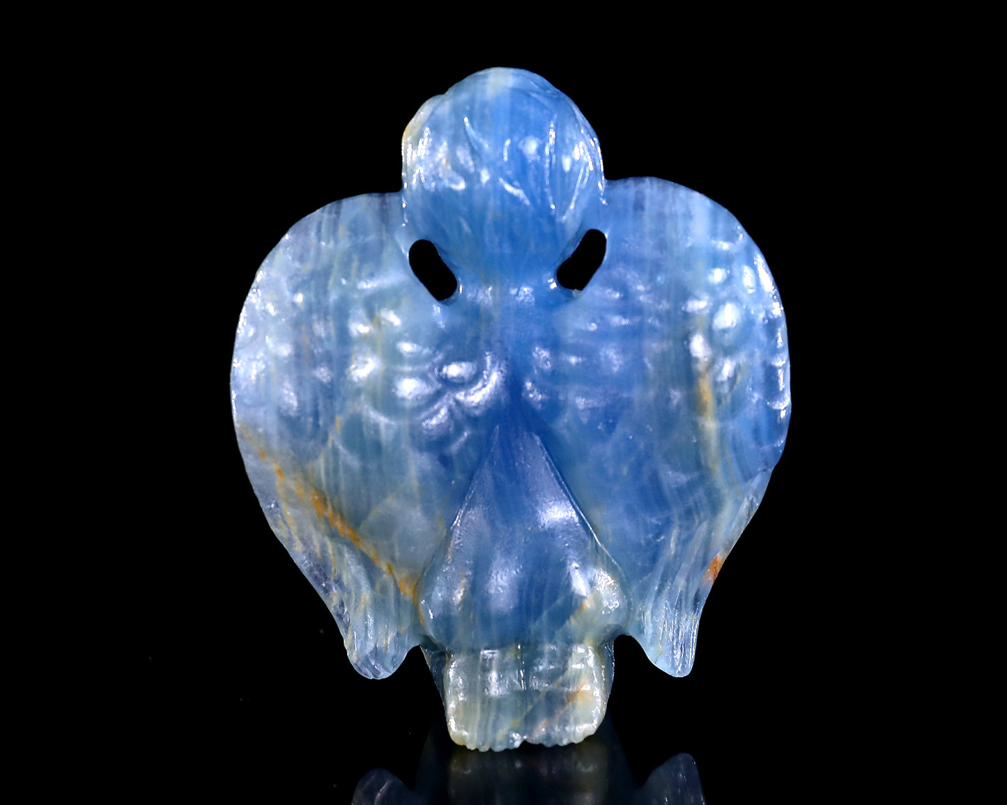 2.9" Blue Onyx Hand Carved Crystal Angel Sculpture