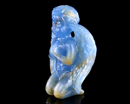 2.9" Blue Onyx Hand Carved Crystal Angel Sculpture