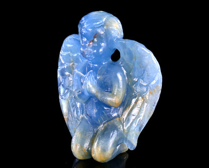 2.9" Blue Onyx Hand Carved Crystal Angel Sculpture