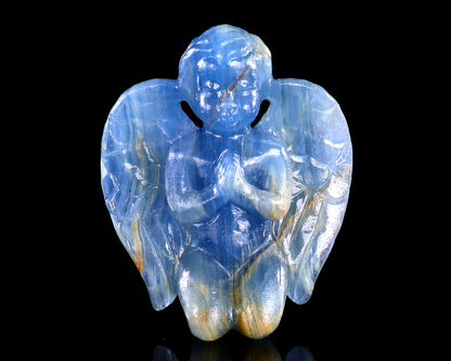 2.9" Blue Onyx Hand Carved Crystal Angel Sculpture