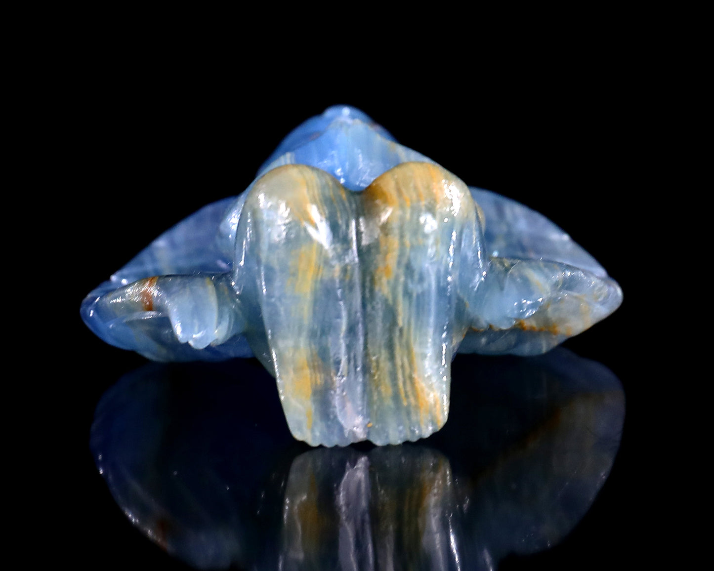 2.9" Blue Onyx Hand Carved Crystal Angel Sculpture