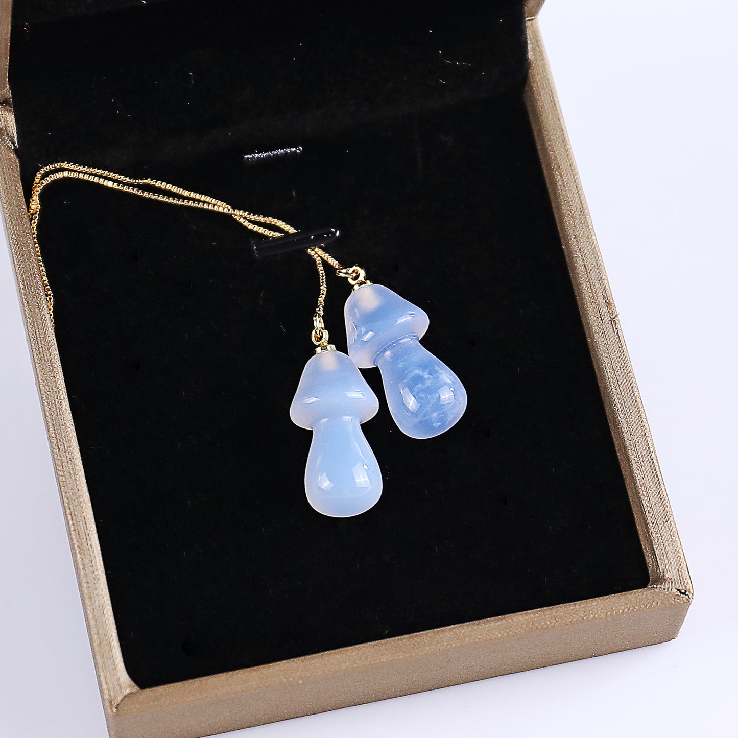 Natural Blue Chalcedony Hand Carved Crystal Earrings,Gemstone Earrings
