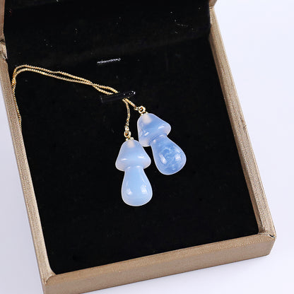 Natural Blue Chalcedony Hand Carved Crystal Earrings,Gemstone Earrings