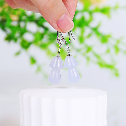 Natural Blue Chalcedony Hand Carved Crystal Cube Earrings,Gemstone Earrings