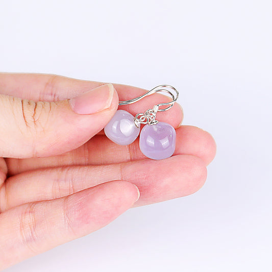 Natural Blue Chalcedony Hand Carved Crystal Cube Earrings,Gemstone Earrings