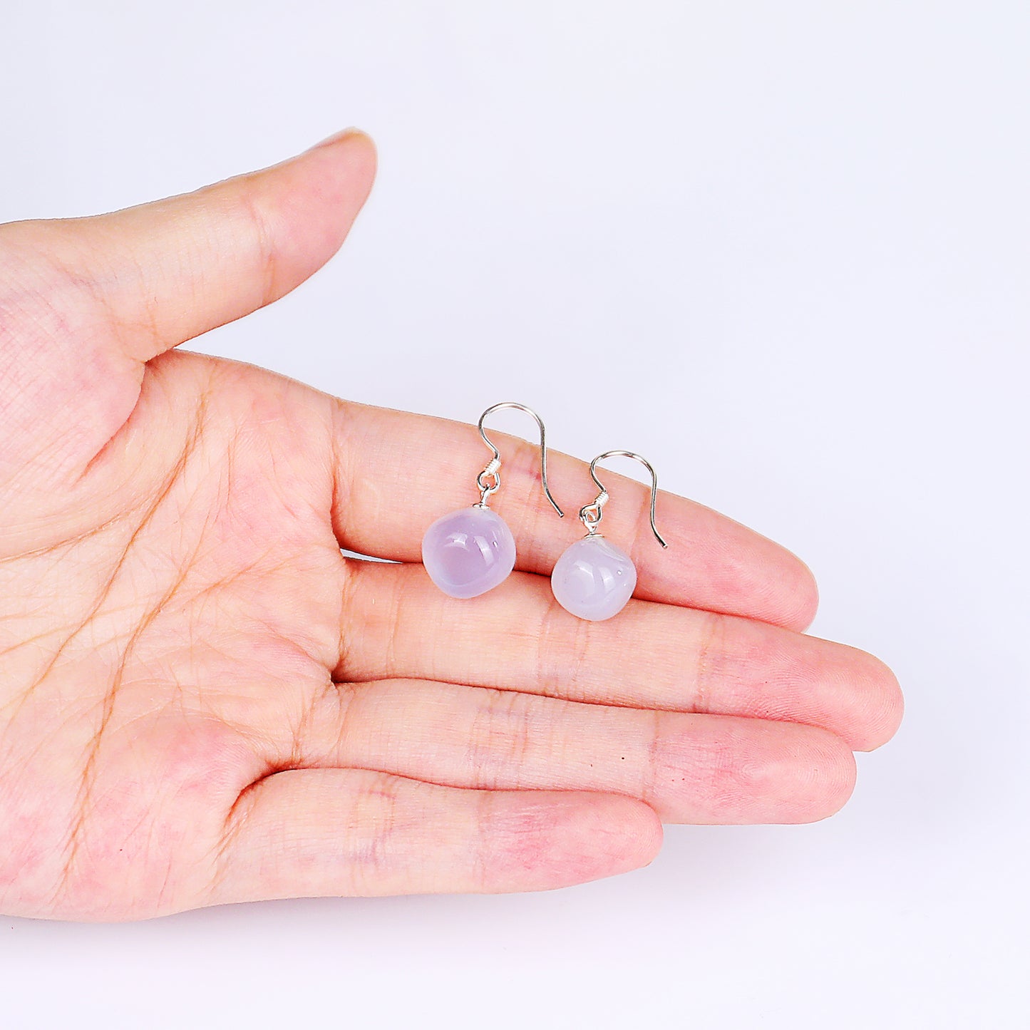 Natural Blue Chalcedony Hand Carved Crystal Cube Earrings,Gemstone Earrings