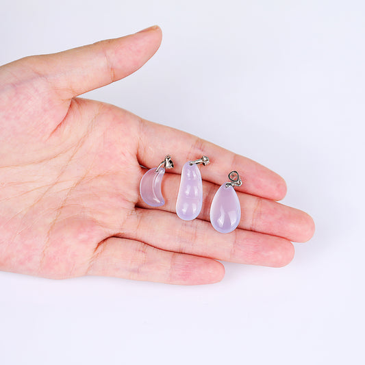 Natural Blue Chalcedony Hand Carved Crystal Mini Pendant DIY Necklace Pendant