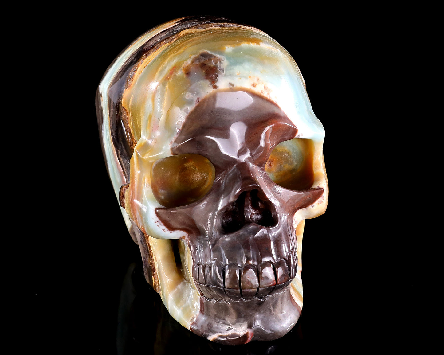 7.5" Natural Amazonite Hand Carved Crystal Realistic Skull Sculpture