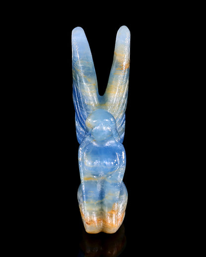 3" Blue Onyx Hand Carved Crystal Flower Faerie Sculpture
