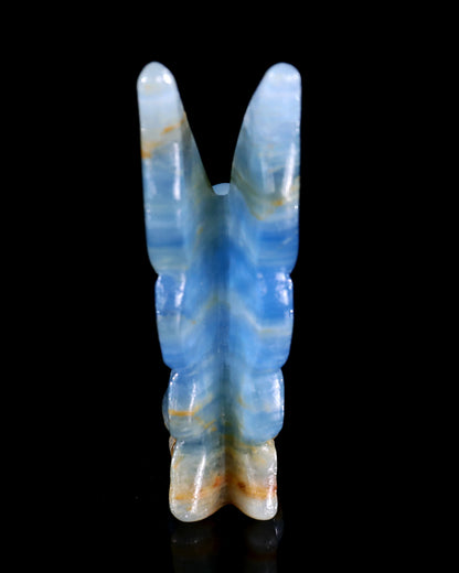3" Blue Onyx Hand Carved Crystal Flower Faerie Sculpture