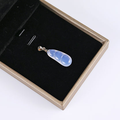 Natural Blue Chalcedony Hand Carved Crystal Mini Pendant DIY Necklace Pendant