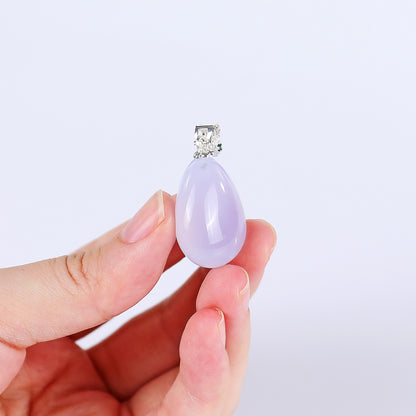 Natural Blue Chalcedony Hand Carved Crystal Drop Shape Pendant DIY Necklace Pendant