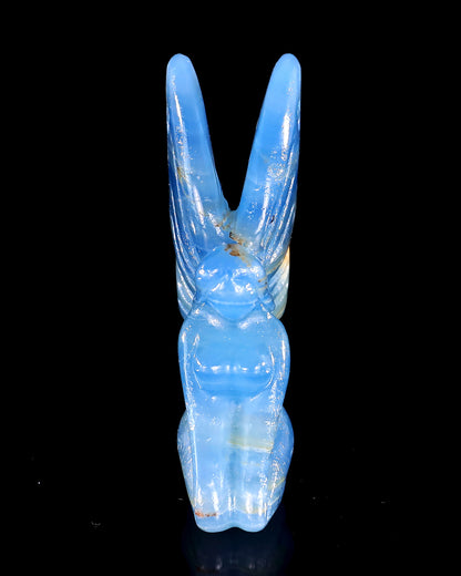 3" Blue Onyx Hand Carved Crystal Flower Faerie Sculpture