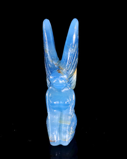 3" Blue Onyx Hand Carved Crystal Flower Faerie Sculpture