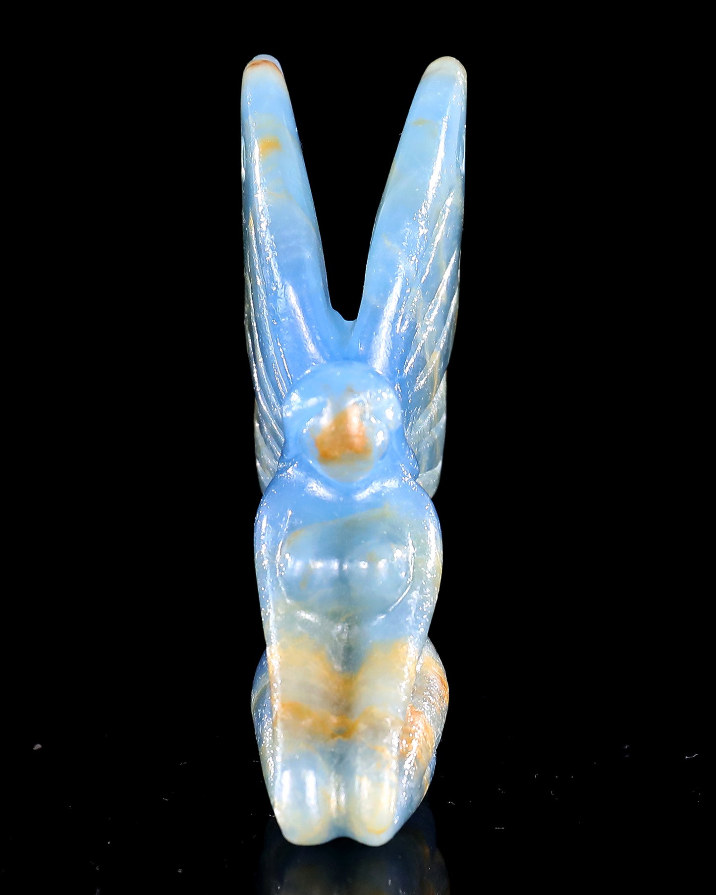 3" Blue Onyx Hand Carved Crystal Flower Faerie Sculpture