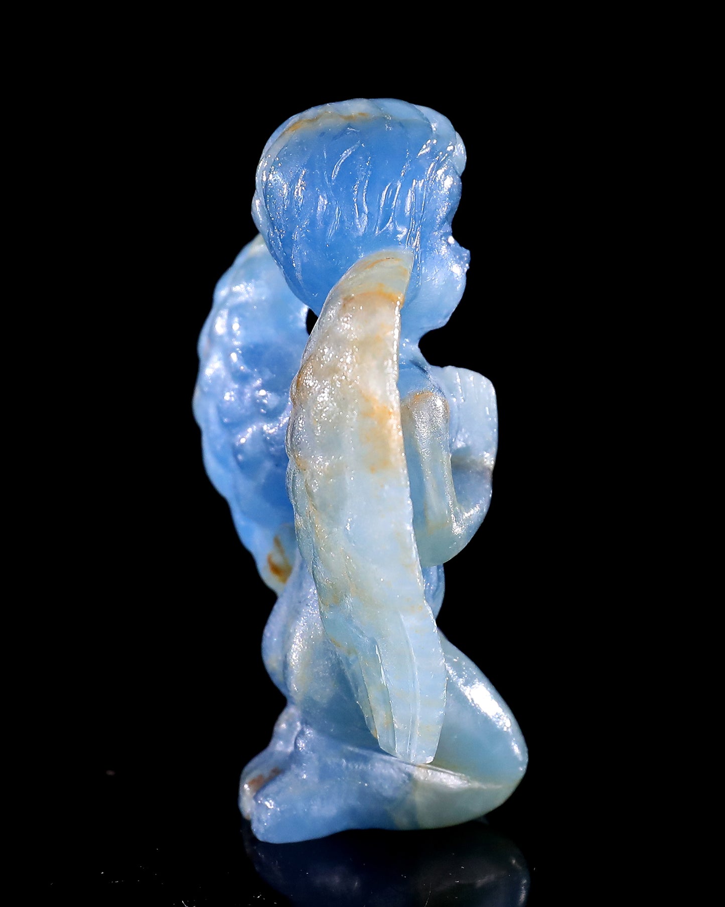 2.9" Blue Onyx Hand Carved Crystal Angel Sculpture