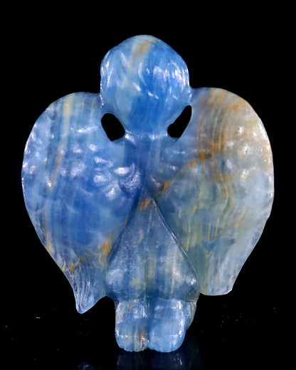 2.9" Blue Onyx Hand Carved Crystal Angel Sculpture