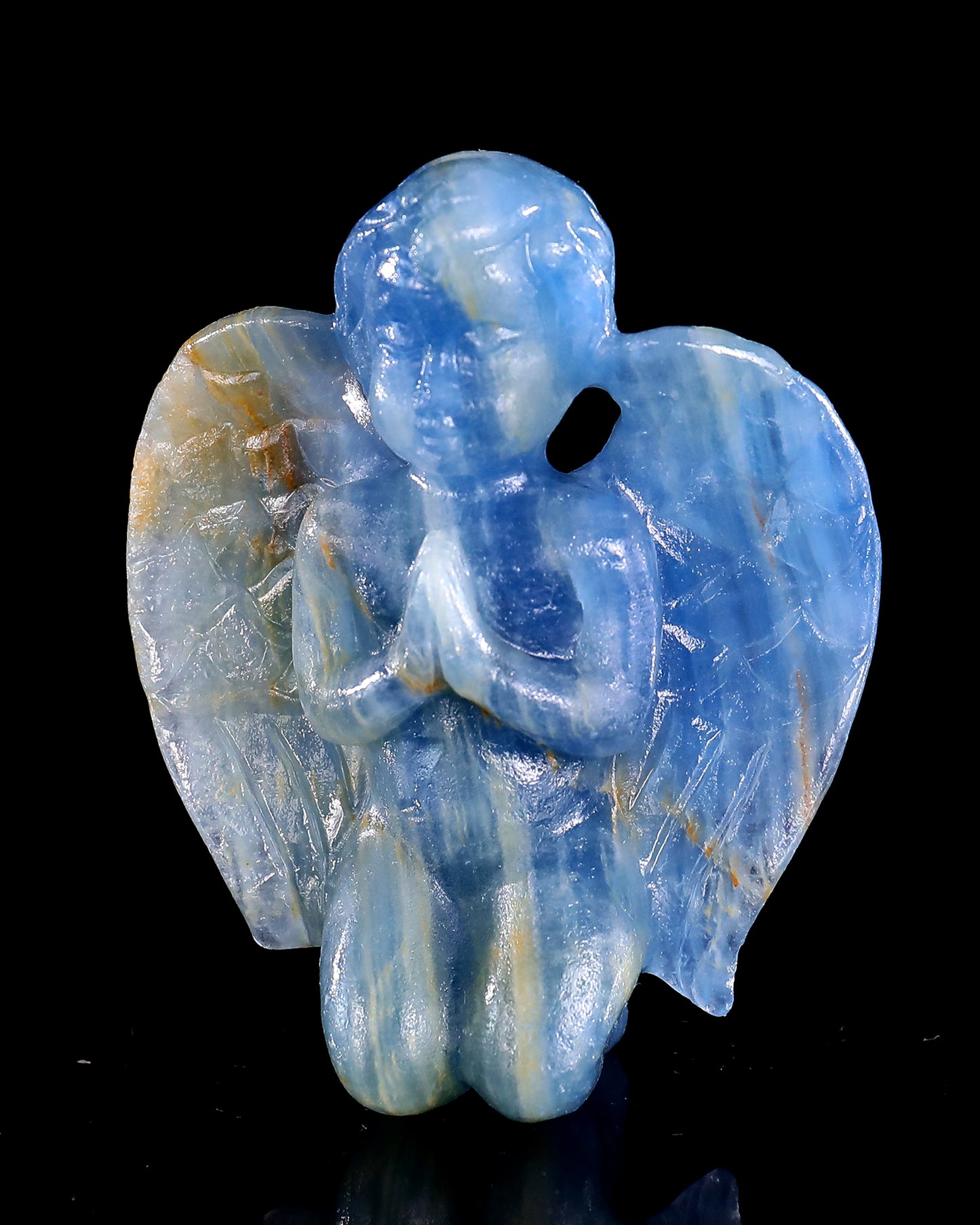 2.9" Blue Onyx Hand Carved Crystal Angel Sculpture