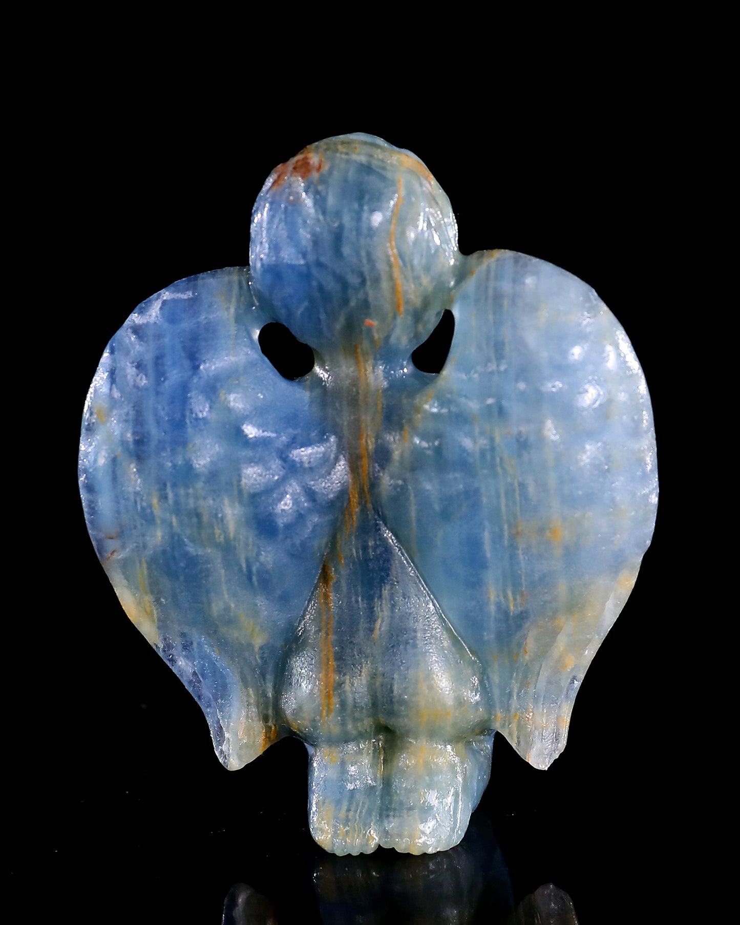 2.9" Blue Onyx Hand Carved Crystal Angel Sculpture