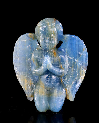 2.9" Blue Onyx Hand Carved Crystal Angel Sculpture