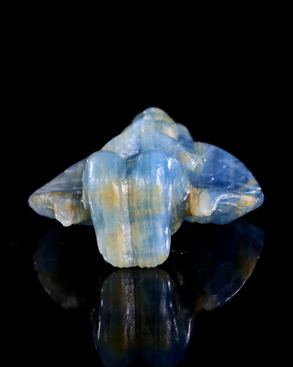 2.9" Blue Onyx Hand Carved Crystal Angel Sculpture