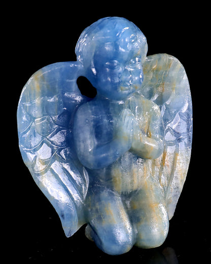 2.9" Blue Onyx Hand Carved Crystal Angel Sculpture